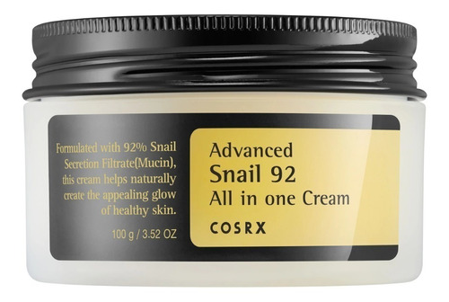 Crema Advanced Snail 92 All in One Cream Cosrx día/noche para piel sensible de 100mL/100g