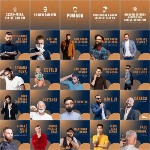 Pack Canva Barbearia Editável 200 Artes + Legendas