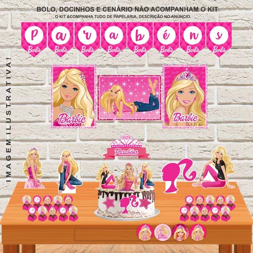 Barbie princesa popstar topo de bolo grátis decoração de festa