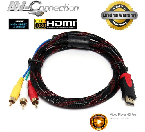 Imagen 4 de 4 de Cable 1.5mt Convertidor Hdmi Macho Rca Macho Audio Vídeo W9