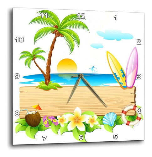 3drose Escena De Playa Tropical Con Tablas De Surf, Conchas,