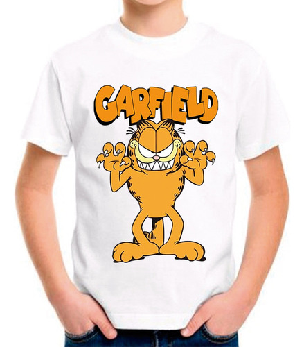 Playera Garfield Sublimada Para Niños Talla Suave Liviana