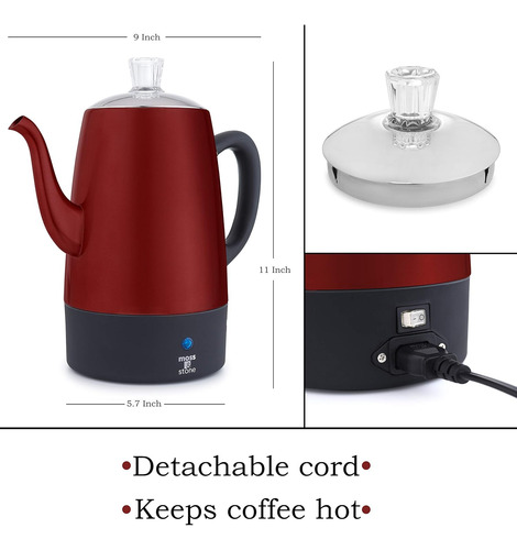 Cafetera Eléctrica Moss & Stone | Red Body With St...
