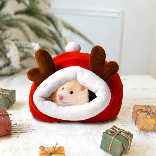 Cama O Christmas Con Forma De Reno Para Hámster, Acogedora Y