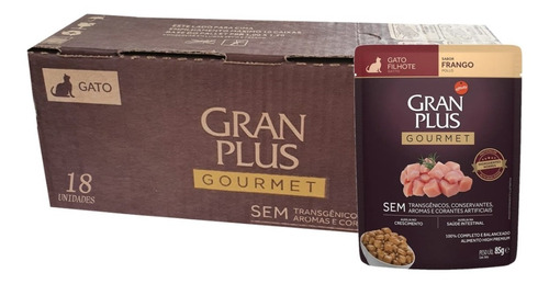 Ração Úmida Gatos Filhotes Gourmet Frango 85g 18un Granplus