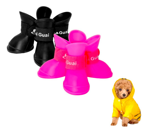 2 Set Botitas Impermeables Para Perro Mascota Lluvia Paseo