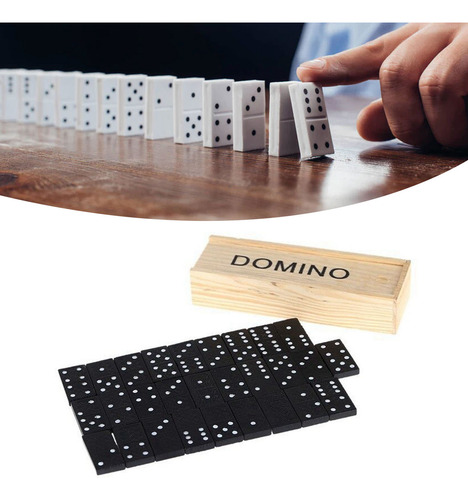 Juego De Dominó Negro De 28 Piezas, Juego De Dominó De Mader