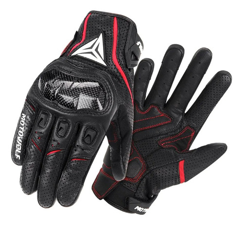 Guantes De Cuero Motowolf Manoplas Transpirables Talla M