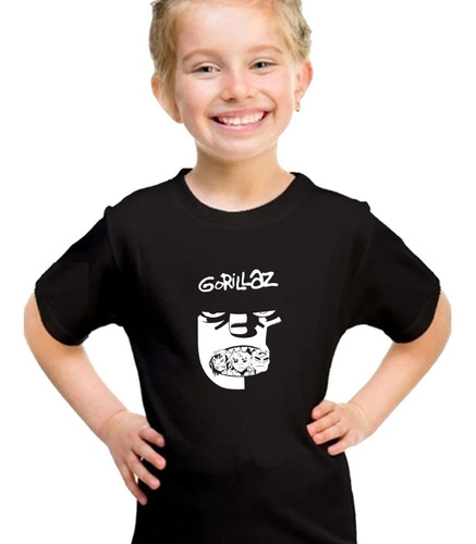 Remera Gorillaz Negra Rock Música Algodón Premium