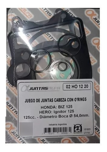 Juntas Cilindro Cabezal Con O Ring Honda Biz 125