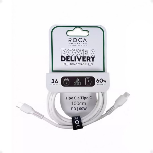 Cable De Datos Roca Tipo C A Tipo C 100cm 3a 60w Blanco Tcs