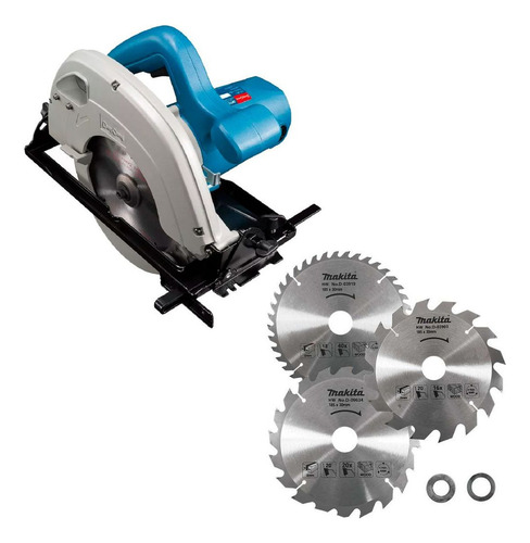 Combo Sierra Circular Dongcheng CDMY037-1/4 Pulg 1500W Para Carpintería 3 Hojas Makita De 16, 20 Y 40 Dientes Con Reductor Para Corte De Madera Preciso
