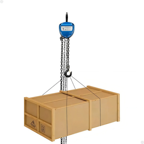 Talha Manual de Corrente 1 Tonelada (1000kg) - 5 Metros de Elevação, Aço Reforçado, Gancho com Trava de Segurança - Marca Lorben