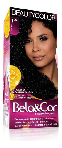  Coloração Kit Bela&cor Todas As Cores - Tinta Para Cabelo Tom 1.0 preto ônix