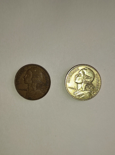 Monedas 5 Céntimos Francia Antigua Años 1975 Y 1988