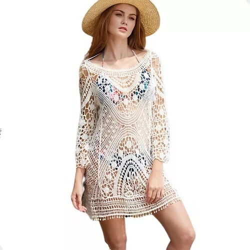 Mujer Playa Vestido Ropa Pareo Esqueleto Cover Up Encaje