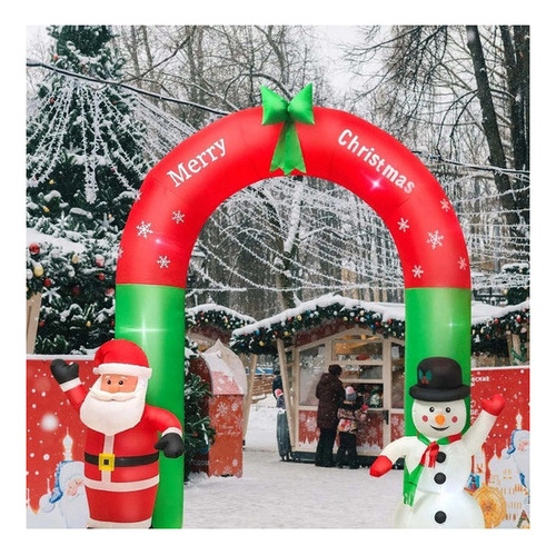 Parque Infantil Con Arco Inflable De Papá Noel Y Muñeco De N