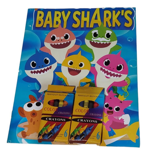 Libros Para Colorear Recuerdo Fiesta Baby Shark +crayolas