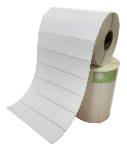 Imagem 2 de 6 de 10 Rolos Etiqueta Adesiva Couche 34x23 3 Carreiras Branca