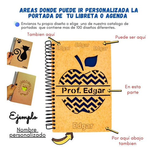 Paquete De Dos Libretas Personalizadas Portada De Madera | Envío gratis