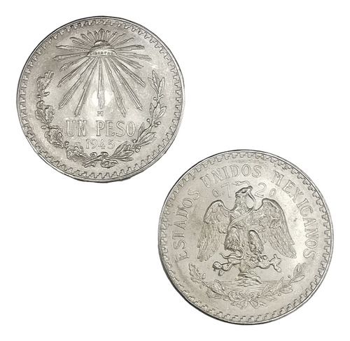 Lote 2 Monedas Pesos Resplandor Plata Ley 0.720 1945