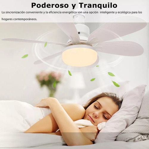 Santi Lampara Ventilador Con Control Remoto Ventilador De Techo Enchufe E27 3 Velocidades 3 Efectos De Luz Color Blanco Adecuado Para El Dormitorio Y Sala De Estar Y Cocina