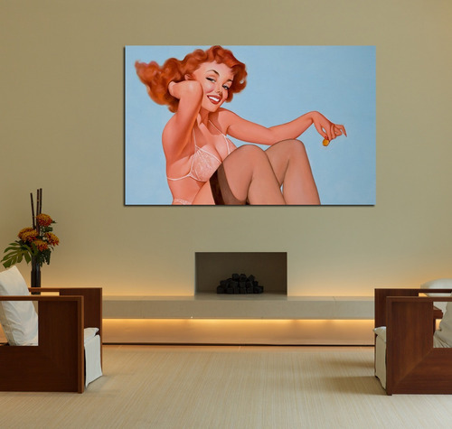 Cuadro Canvas Pin Up Girl Sexy Ginger Vintage Woman Retro