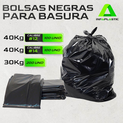 Bolsa Plasticas Negras Para Basura  (40kg) Cal #14 Y #12 