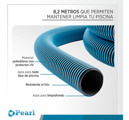 Imagen 3 de 9 de Manguera Pileta Flotante Pearl 1 1/4 32mm Reforzada 8.2 Mts