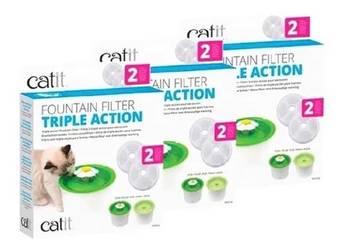 Repuesto Filtros 3 Unidades Bebedero Para Gato Catit 3 Lt