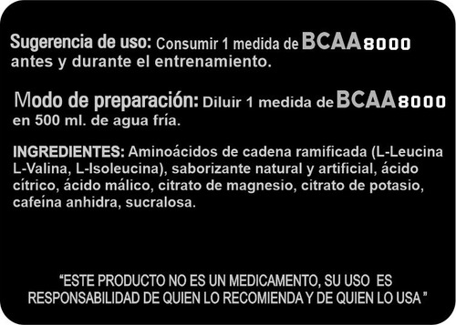Imagen 4 de 4 de Amino Acid Bcca 8000 Cafeina 420gr 30serv Nt Nutrition