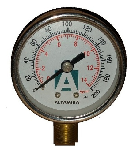 Manómetro Seco De 0-200 Psi, 2 Conexión Inferior 0.25 Npt