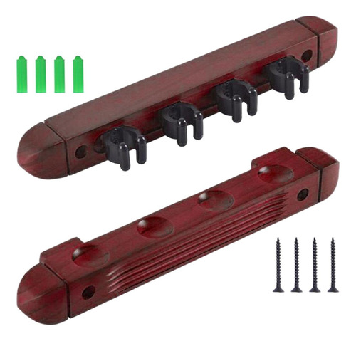 Pool Cue Rack Garra Soporte Para Caña De Pescar Madera Rojo