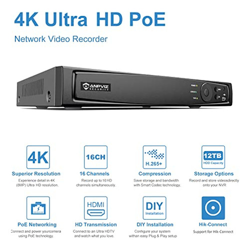 Nvr Anpviz 4k De 16 Canales (8 Mp/6 Mp/5 Mp/4 Mp/3 Mp/1080p)
