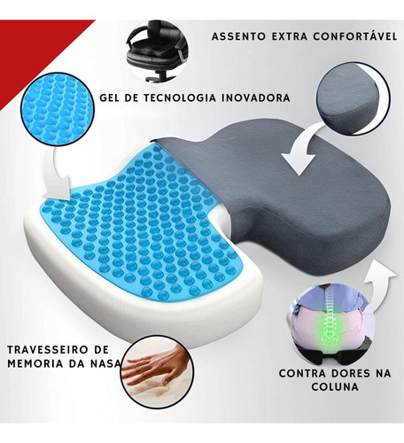 Almofada Assento Ortopedico Coccix Mmoria Nasa Gel Coluna