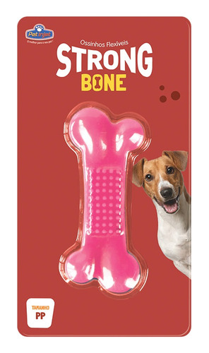 Brinquedo Mordedor Osso Flexível Strong Bone Pet Pp Cor Rosa