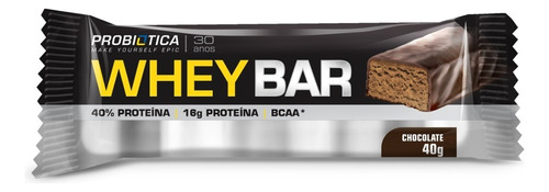 Suplemento Whey Bar em Barra Probiótica Sabor Chocolate 960g 24 un