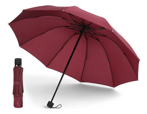 Paraguas Compacto Para Sol Y Lluvia Canotagio Sombrilla Color Rojo
