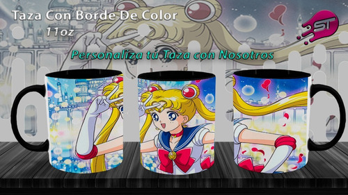 Imagen 1 de 1 de Taza Borde Color Alusiva De Sailor Moon Sailor-002