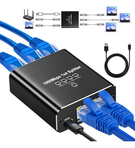 Splitter Divisor 1 A 4 Rj45 Gigabits 1000mbps