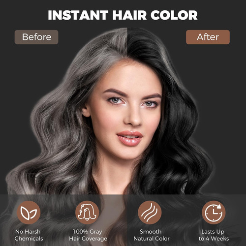Champú Para Tinte De Cabello Negro Natural Solución Instantá
