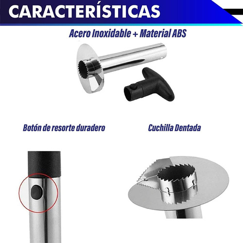 Imagen 3 de 8 de Descorazonador De Piña En Rebanadas De Acero Inoxidable