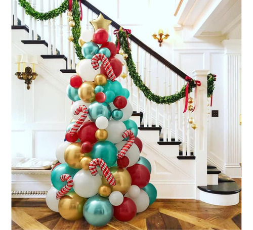 Decoración Con Globos Arbol De Navidad Christmas Tree 114 Pz