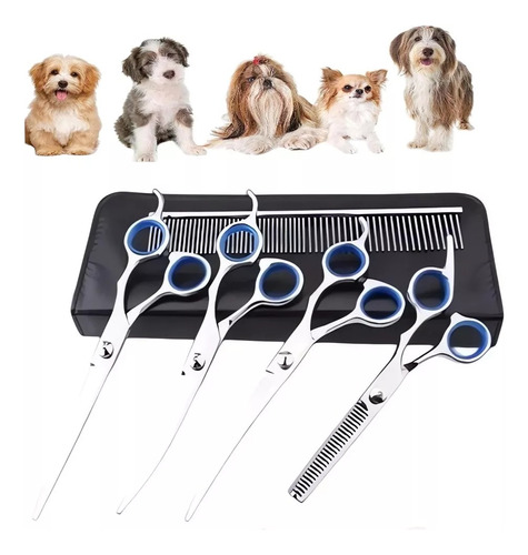 Pack 4 Piezas Tijeras Peluquería Canina Perros Corta Pelo 