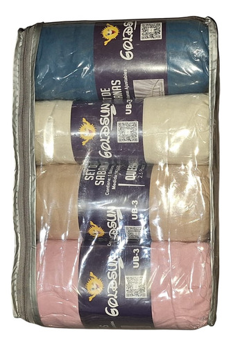 Sabanas Ajustables Pack X4u 2 1/2 Plazas Queen Colchón Alto Beige-crema-rosa-azul Petroleo Liso