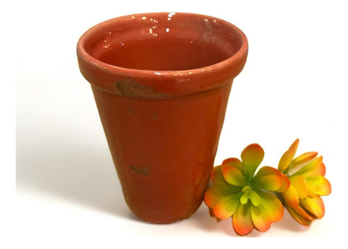 Vaso De Cerâmica Flores Suculentas Lavabo Cozinha Cor Vermelho Liso