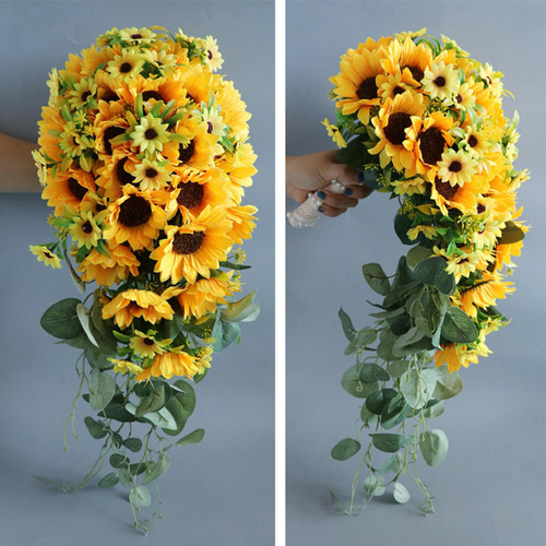 Girasol Artificial De Boda Sosteniendo Bouquet Toss Bouquet