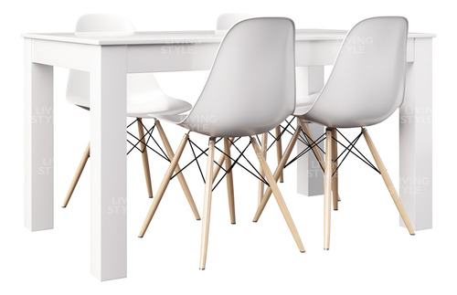 Combo Eco Mesa Comedor Extensible 160 A 200+8 Sillas Eames