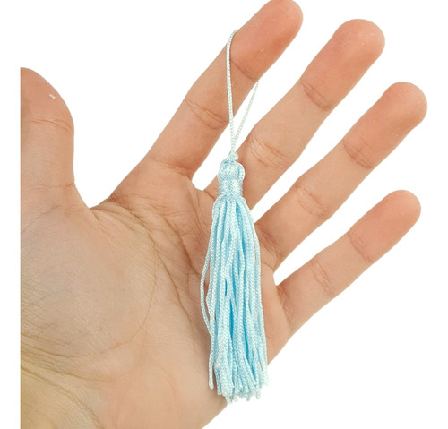 Pingente De Seda Tassel - Franja - Azul Bebê - C/50 Nybc