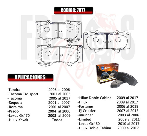 Imagen 2 de 3 de Pastillas De Freno Delantera Toyota Fortuner 2006-2007 #7877